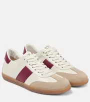 [Tod's] Tod's Tod's Tabs suede-trimmed leather sneakers AU 7.5 neutrals