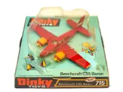 1970's DINKY MECCANO DIECAST - 715 BEECHCRAFT C55 BARON PLANE - UNUSED CONDITION