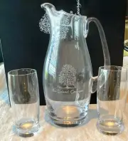 Tall Glass Pitcher Sea Island Resort GA + 2 Glasses Iced Tea Water New Gift Box
