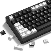 Black White Keycaps, Custom PBT Doubleshot Keycaps 60 65 75 100 Percent, Cherry Profile Retro Keycaps, 61/64/68/84/87/100/104/108 Gaming Mechanical Keyboard Keycaps, 128 Keys Keycaps Set