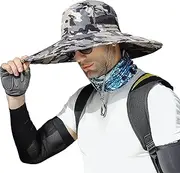 [CLSQLXYJZC] Summer Sunshade Bucket Hat, Outdoor Wide Brim Sun Protection Shade Foldable Casual Breathable Beach Hat, for Fishing Hiking Camping Traveling Bush Hat (Color : Camouflage1)