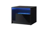 Oikiture Bedside Table RGB LED Bedroom Furniture Black