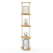 Furinno Turn-N-Tube Wood 5 Tier Corner Display Rack in Beech/Natural