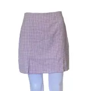 Nasty Gal Mini Skirt Womens Size 4 Lilac Check Side Splits ZiP Party BNWT