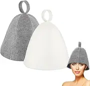 Zosylala 2-Pack Wool Sauna Hats - Heat Insulating Sauna Caps for Men and Women, Vaporarium Hat Bath Hat for Spa and Russian Banya(Gray and White)