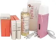 EpilWax Royal Complete Waxing Kit Body,Bikini,Face with: Professional Wax Heater 3 Roll-On Waxes 100 ml Pink,1 Bikini,1 Face,100 Strips,1 After Waxing Oil 250ml (Royal CMV Series)