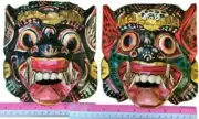 Mask Wood Balinese Dragon Barong Singh Lion Decor Carved Painted Wall Hanging