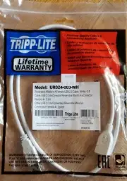 TRIPP LITE UR024-003-WH 3FT USB EXTENSION CABLE USB M/F New