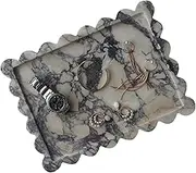 Genuine Calacatta Viola Scalloped Marble Tray 10.8"x8", Rectangle Luxury Vanity Tray for Bathroom Kitchen Counter, Decorative Tray for Dresser Home Decor