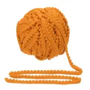 25 Yards Pom Pom Trim Ribbon, 0.5" Wide Orange Yellow Ball Fringe Trim
