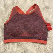 Spanx Large Sports Bra Coral Seamless Sculpt Wireless Pullover Crossback NEW