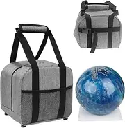 Bowling Ball Bag 1 Ball Portable Single Ball Bowling Totes Bowling Accessories Storage Bag with Padded Ball Holder, Mesh Pocket Small Bowling Ball Case Bowling Gifts for Men (Gray)