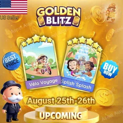 Pre Oder MONOPOLI_GO Gold Blitz Events⚡ 5⭐️ Vélo Voyag, 6⭐️Splish Splash⚡24/7