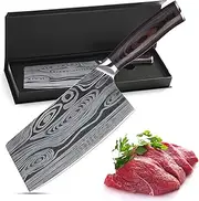Theexecva Cleaver Knife Ultra Sharp 7 inch Meat Cleaver Butcher Knife. High Carbon Stainless Steel Kitchen Knife with Ergonomic Handle (Meat knife)
