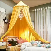 BXFGJCHH, Bed Canopy, Dreamy Frills Ceiling Hanging Princess Canopy Bedroom Decoration Soft Canopy Net Reading Nook, Extra Large Full Queen Size Bed Canopies -,Bed Canopy(Yellow)