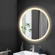ACA 60/80CM Bathroom Round LED Mirror Light Wall Hung Touch Light Up Anti-Fog Vanity Mirror IP44