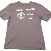$240 Heron Preston Heron Medieval Tee T-Shirt in Taupe Gray Mens Size XS