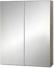 Cefito Bathroom Mirror Cabinet, 600 x 150 x 720mm Vanity Wall Shaving Cabinets Storage Unit Shower Display Shelf Organiser Laundry Over Toilet Storages, with 2 Door High Gloss Adjustable Shelves Oak