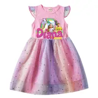 在飛比找蝦皮購物優惠-Diana and Roma洋裝短袖網紗裙子  卡通童裝90