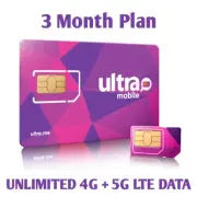 Ultra Mobile sim card with Unlimited LTE Data 3 Month Plan Included