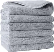 Premium Lint Free Microfibre Washcloth Face Towel 33 x 33 cm Set of 6 Grey
