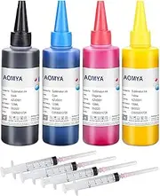 Aomya Sublimation Ink Refill Compatible with EPSON ET-2720 ET2750 ET-2760 ET-4700 Inkjet C88 CX3810 WF7820 Piezo Electronic Printer Head on Polyester Shirts, Plates, Mugs, Phone Cases, Pillow