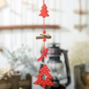 Red Wooden Christmas Tree Hanging Ornament