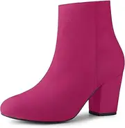 [Allegra K] Women's Christmas Side Zip Chunky Heel Ankle Boots