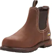 [ARIAT] Groundbreaker Chelsea Waterproof Steel Toe Work Boot – Men’s Leather Boots, Dark Brown
