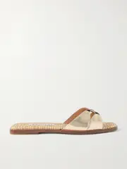 [Aquazzura] Aquazzura - Villette Metallic Leather And Raffia Sandals - Gold - IT39.5 IT 39.5 Gold