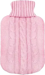 TRIXES Knitted Cover For Hot Water Bottle - Pink Knitted Insulator - Cover only Hot water Bottle not Included