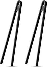 2 Pieces 11.8 Inch Silicone Trivet Tongs for Cooking Silicone Tongs Kitchen Utensils Heat Resistant Non-Stick Silicone Food Tongs Cooking Tongs BBQ Grilling Tongs (Black)
