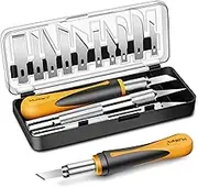 MulWark 16pc Precision Craft Hobby Utility Knife Set- Sharp Scalpel Razor Knives Tool for Architecture Modeling, Scrapbooking, Felt&Wood&Leather Working- Stencil, Fine Point, Scoring, Chiseling Blades