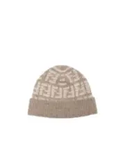 Dove grey FF jacquard cashmere hat One size Nude
