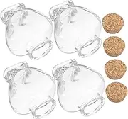 HYTROVE 4Pcs Heart Type Wish Bottles with Cork Glass Jars for Keepsakes Wedding Favors Souvenirs Design for Memories and