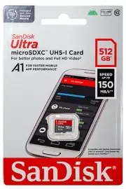 Sandisk Ultra 512GB MicroSD Memory Card Class 10 for full HD Video UHS-I 150MB/s