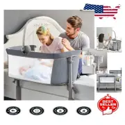 Sleek Baby Bedside Sleeper with Detachable Toy - 9 Height Levels Available