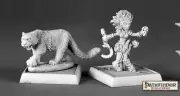 Lini, Iconic Gnome Druid and Droogami, Snow Leopard 60020, Reaper Miniatures