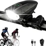 Bike Light with Horn Rechargeable LED Bicycle Lights Headlight with Battery Indicator