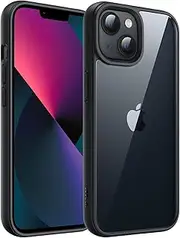 JETech Case for iPhone 13 6.1-Inch, Shockproof Phone Bumper Cover, Solid Color Matte TPU Frame, Anti-Scratch Clear Back (Black)