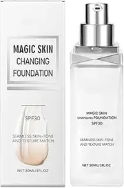 Color Changing Foundation, Full Coverage Foundation, Long-Lasting Foundation Makeup, Liquid Face Makeup, Lightweight Skin Foundation, Long-Lasting Color-Changing Foundation for Women and Gift Ideas