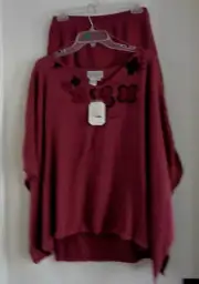 Mauve Maxi SKIRT SET with Beaded Cape Look Shark Bite Top S Adrianna Papell