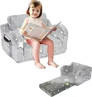 2-in-1 Kids Sofa Chair - Folding Play Sofa, Toddler Armrest Chair Bed for Girl or Boy (Glowing Star)