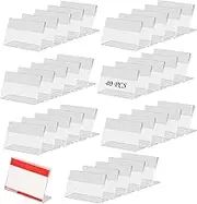 40Pcs Acrylic Sign Holder,6cm x 4cm Mini Sign Display Holder L Shape Sign Holders Price Name Card Price Card Tag Label Counter Top Stans