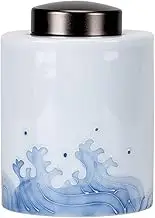 Potteryceramic jar Tea Canister Wave Pattern Tea Canister Ceramic Food Jar Home Storage Ceramic Sealing Jar Pantry Storage Containers