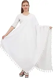 [Phagun] Cotton Neck Wrap Indian Dupatta Chunni Long Stole Tassel Scarf