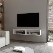 White 2-Shelf Floating Media Rack | Wall Mounted
