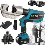 Battery Powered Crimper Eletric Crimper Pressure Sensor, Hydraulic Crimping Tool Electrical Terminal Cable Wire Tool Kit 360° Electrical Wire Connectors 12 Pairs of dies 16-400mm²,Blue