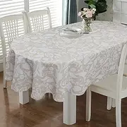 ZORKET Oval Tablecloth 52 x 70 Inch Beige, Vintage Floral Tablecloth for Oval Table, Fabric Wrinkle Free Washable Waterproof Retro Tablecloth Oval Table Cloth for Kitchen Dining Room Table