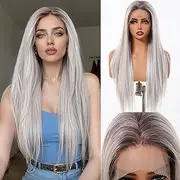 testar Lace Front Wigs For White Women 13X6 Hd Straight Platinum 28" Long For Daily Use Platinum Blonde